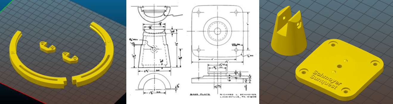 OpenSCAD design of meridian quadrants, base, and pedestal